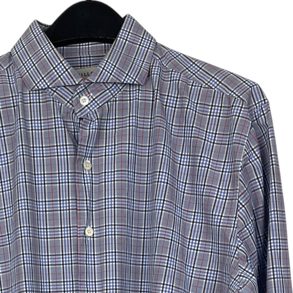 Twillory‎ Mens 18 34/35 (XL) 100% Cotton Long Sleeve Button Up Blue Plaid